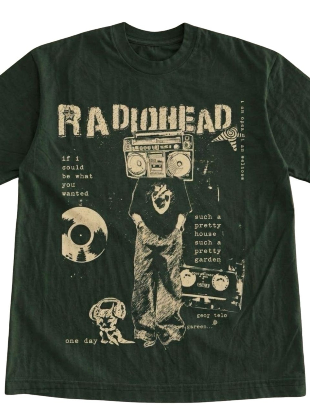 Gildan Forest Green Radiohead Graphic Tee, Music Shirt - Picture 1 of 2